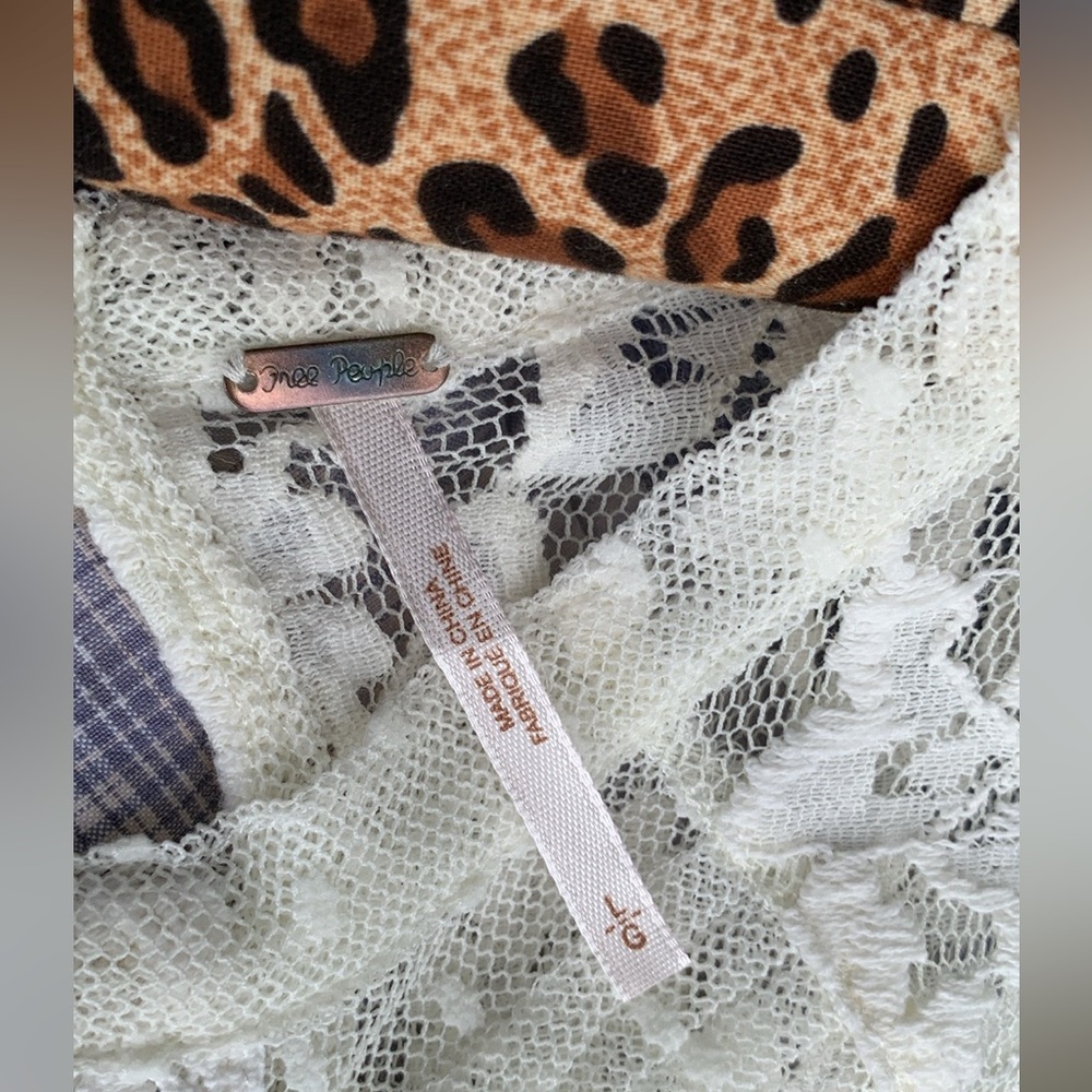 FREE PEOPLE BOHO IVORY/OFF WHITE MODERN ROMANCE SHEER LACE TOP - Picture 9 of 13